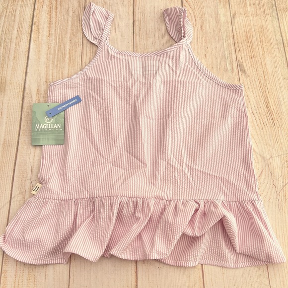 Magellan Girls Tank Top Size XL Pink Stripe Fish Gear Moisture Wicking Classic - Picture 2 of 8